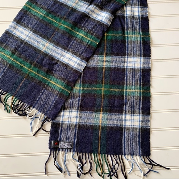 Acrylic Plaid Scarf V. FRAAS The Scarf Source German Blue and Green Soft - Picture 5 of 10